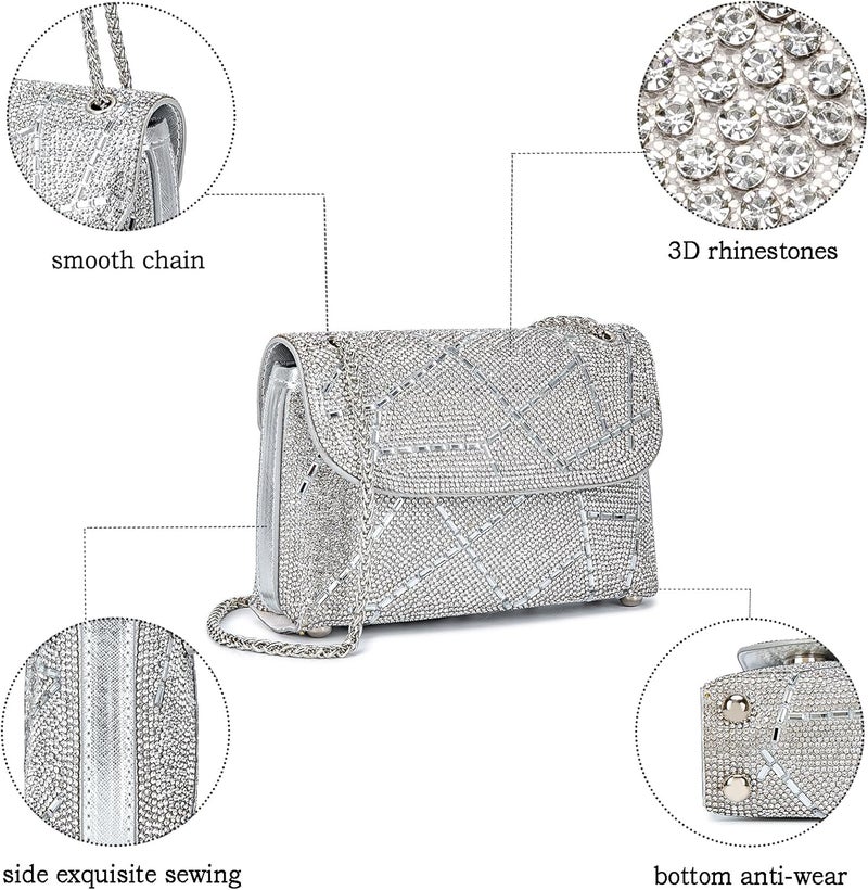 BBTT.ful Shoulder Bags Crossbody Bag Purses Handbags Crystals Rhinestone Evening Bag for Women Clutch Purse with Chain - Image 5